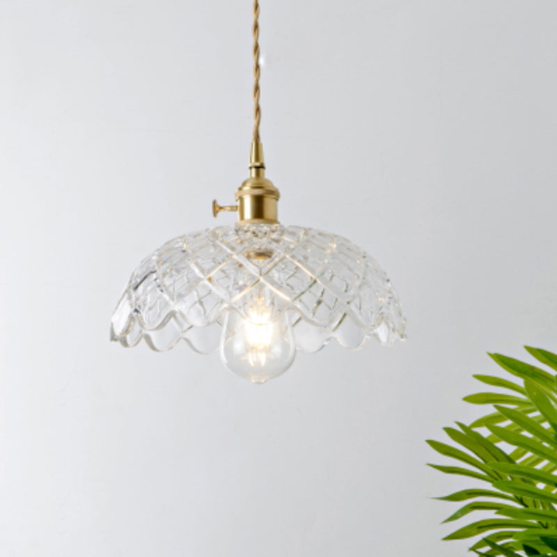 Antique Shaded Pendant Light 1-Light Clear Glass Hanging Light Fixture for Restaurant Clear H Clearhalo 'Ceiling Lights' 'Glass shade' 'Glass' 'Industrial Pendants' 'Industrial' 'Middle Century Pendants' 'Pendant Lights' 'Pendants' 'Tiffany' Lighting' 2216576