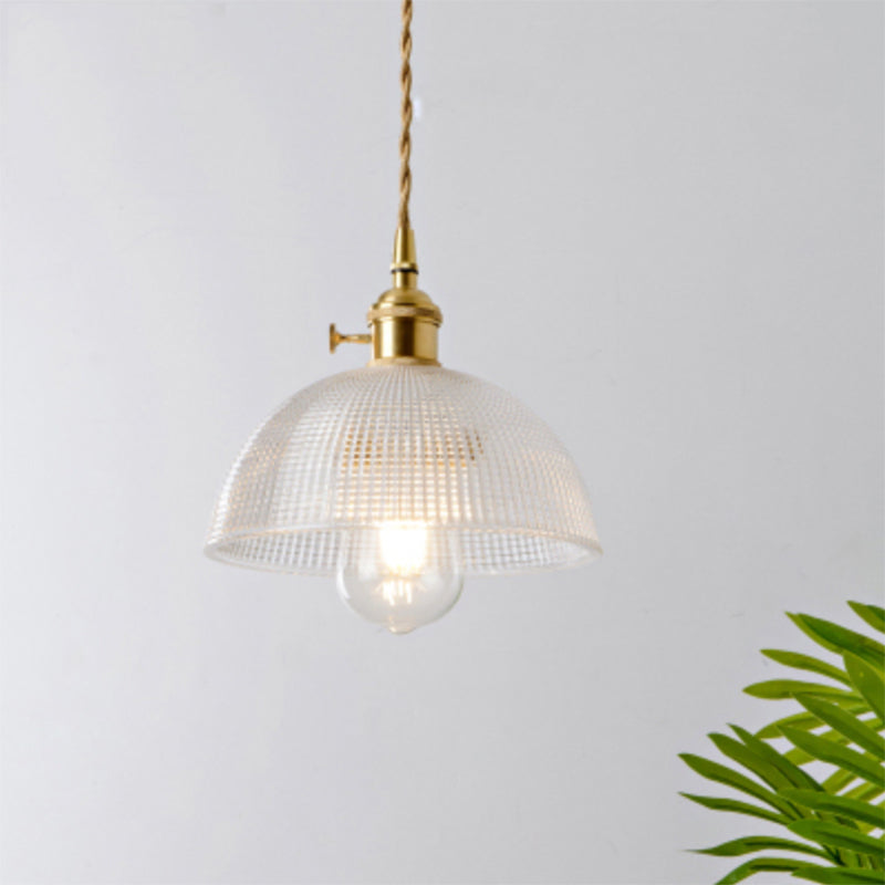 Antique Shaded Pendant Light 1-Light Clear Glass Hanging Light Fixture for Restaurant Clearhalo 'Ceiling Lights' 'Glass shade' 'Glass' 'Industrial Pendants' 'Industrial' 'Middle Century Pendants' 'Pendant Lights' 'Pendants' 'Tiffany' Lighting' 2216578