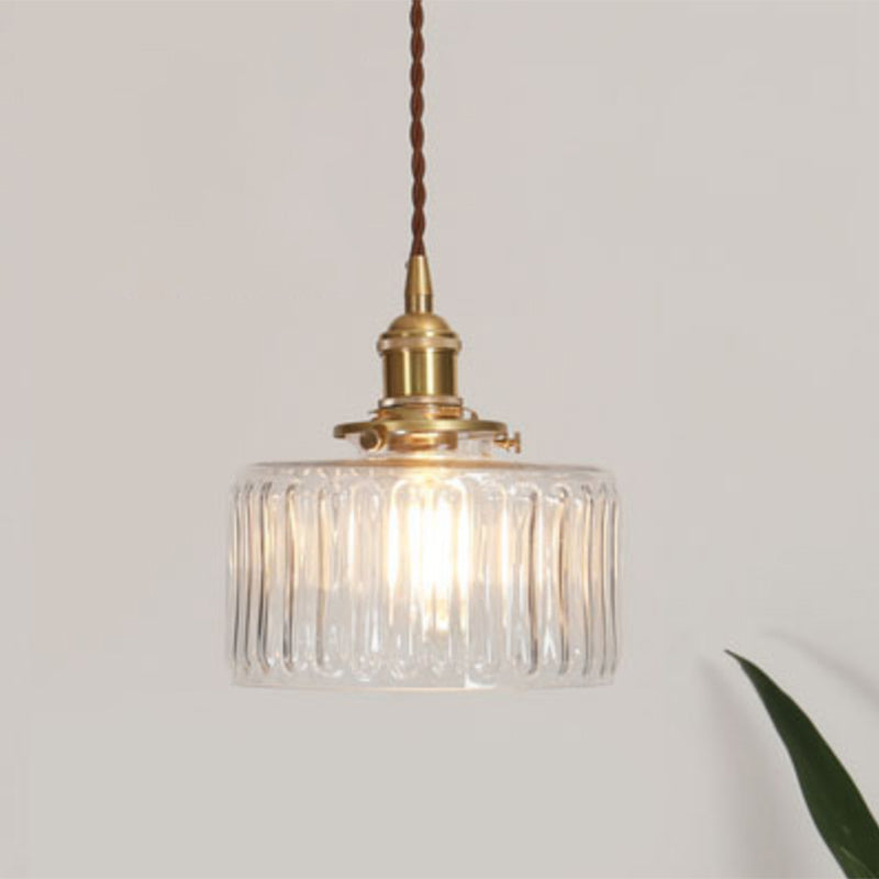 Antique Shaded Pendant Light 1-Light Clear Glass Hanging Light Fixture for Restaurant Clear J Clearhalo 'Ceiling Lights' 'Glass shade' 'Glass' 'Industrial Pendants' 'Industrial' 'Middle Century Pendants' 'Pendant Lights' 'Pendants' 'Tiffany' Lighting' 2216573