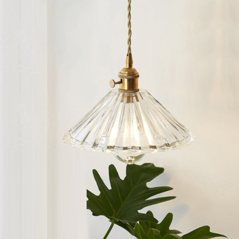 Antique Shaded Pendant Light 1-Light Clear Glass Hanging Light Fixture for Restaurant Clear A Clearhalo 'Ceiling Lights' 'Glass shade' 'Glass' 'Industrial Pendants' 'Industrial' 'Middle Century Pendants' 'Pendant Lights' 'Pendants' 'Tiffany' Lighting' 2216572