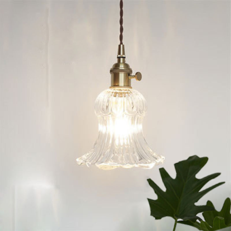 Antique Shaded Pendant Light 1-Light Clear Glass Hanging Light Fixture for Restaurant Clear B Clearhalo 'Ceiling Lights' 'Glass shade' 'Glass' 'Industrial Pendants' 'Industrial' 'Middle Century Pendants' 'Pendant Lights' 'Pendants' 'Tiffany' Lighting' 2216591