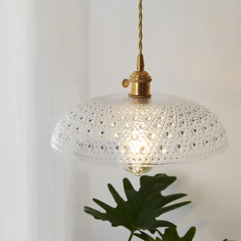 Antique Shaded Pendant Light 1-Light Clear Glass Hanging Light Fixture for Restaurant Clear D Clearhalo 'Ceiling Lights' 'Glass shade' 'Glass' 'Industrial Pendants' 'Industrial' 'Middle Century Pendants' 'Pendant Lights' 'Pendants' 'Tiffany' Lighting' 2216581