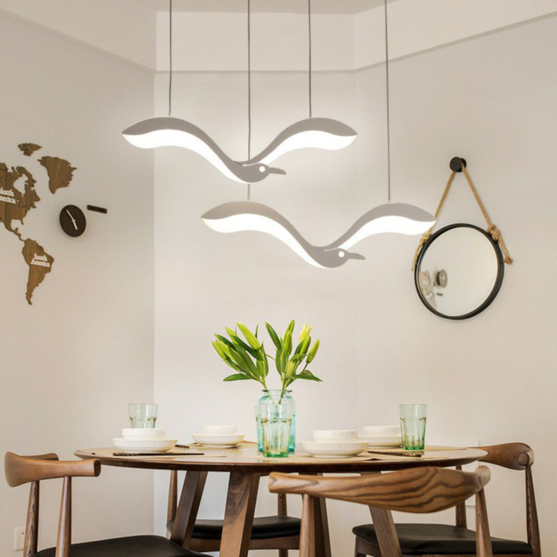 Flying Bird Hanging Lighting Simplicity Acrylic Dining Room LED Multi Light Pendant in White Clearhalo 'Ceiling Lights' 'Modern Pendants' 'Modern' 'Pendant Lights' 'Pendants' Lighting' 2228288