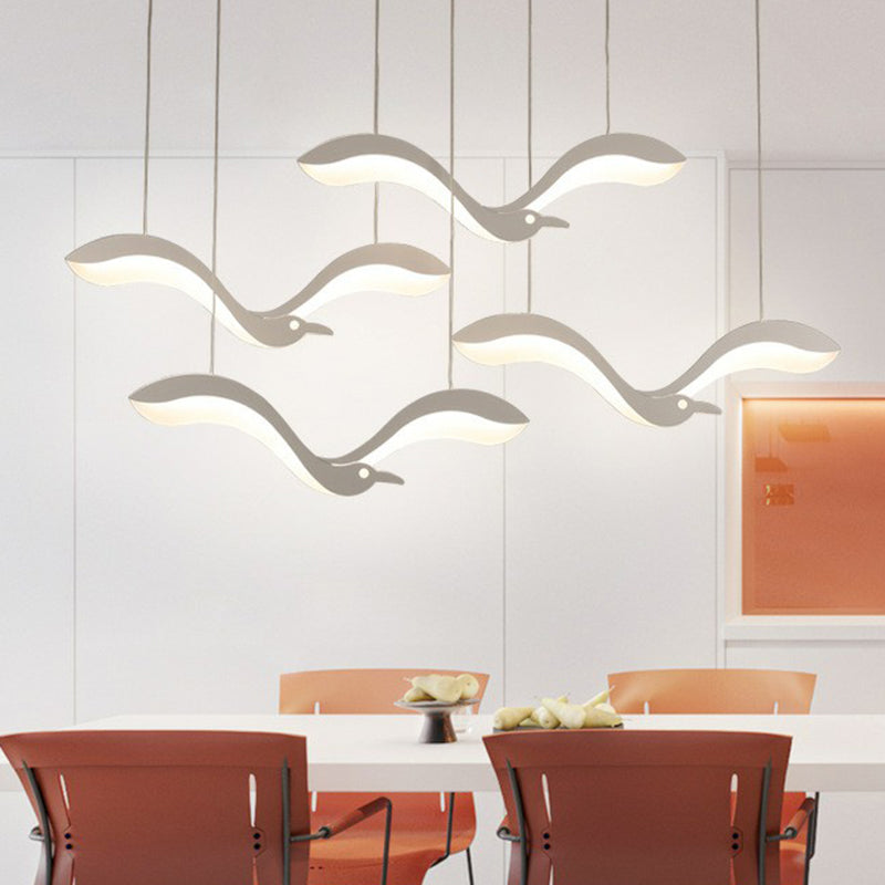 Flying Bird Hanging Lighting Simplicity Acrylic Dining Room LED Multi Light Pendant in White Clearhalo 'Ceiling Lights' 'Modern Pendants' 'Modern' 'Pendant Lights' 'Pendants' Lighting' 2228289