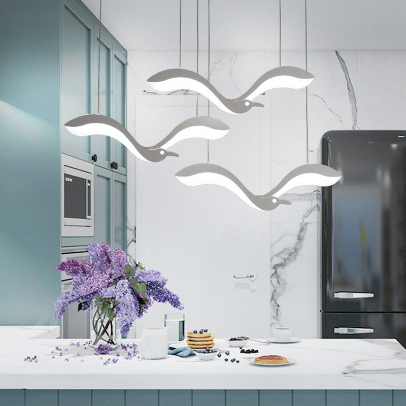 Flying Bird Hanging Lighting Simplicity Acrylic Dining Room LED Multi Light Pendant in White 4 White Clearhalo 'Ceiling Lights' 'Modern Pendants' 'Modern' 'Pendant Lights' 'Pendants' Lighting' 2228286