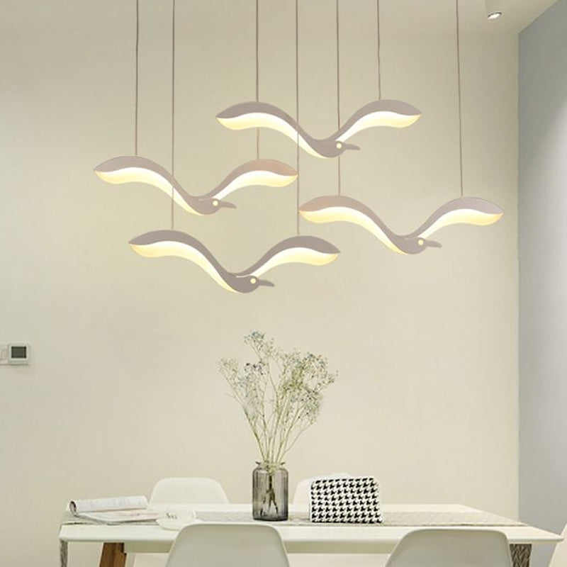 Taavita Flying Bird Hanging LED Pendant Lighting in White Acrylic for Dining Room - Multi Light Fixture