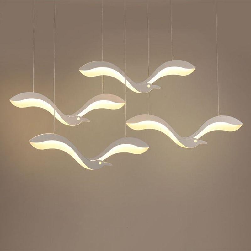 Taavita Flying Bird Hanging LED Pendant Lighting in White Acrylic for Dining Room - Multi Light Fixture