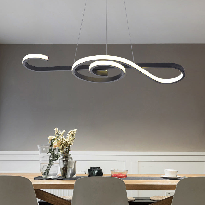 Music Note Restaurant Chandelier Light Metallic Simplicity LED Pendant Light Fixture White Clearhalo 'Ceiling Lights' 'Chandeliers' 'Modern Chandeliers' 'Modern' Lighting' 2241060