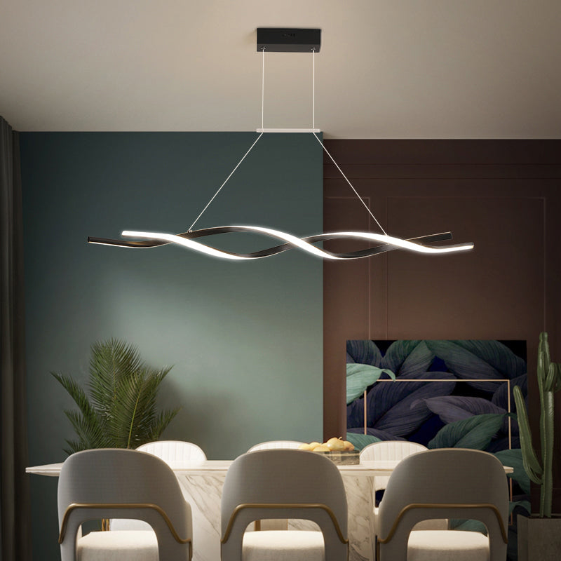 Acrylic Twisted Island Light Fixture Nordic Style Black LED Ceiling Pendant Light Clearhalo 'Ceiling Lights' 'Island Lights' Lighting' 2241104