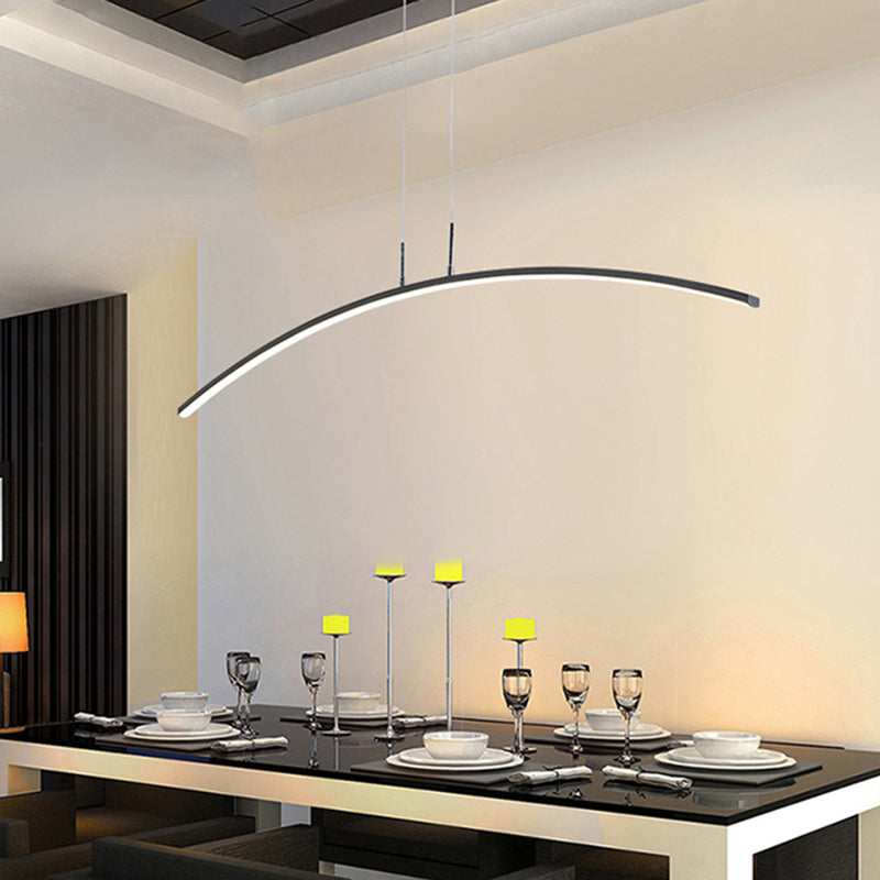 Arched Shape LED Pendant Light Modern Acrylic Dining Room Hanging Island Lighting White Clearhalo 'Ceiling Lights' 'Island Lights' Lighting' 2241114