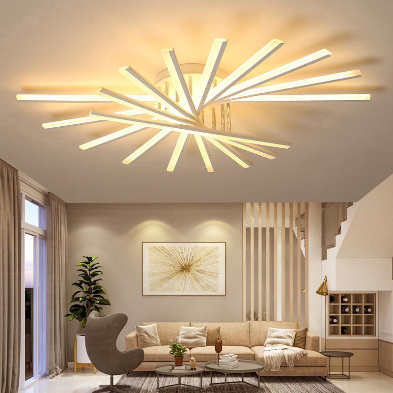 Fan-Shaped Living Room LED Semi Flush Acrylic Modern Flush Ceiling Lighting Fixture Coffee Clearhalo 'Ceiling Lights' 'Close To Ceiling Lights' 'Close to ceiling' 'Semi-flushmount' Lighting' 2241142