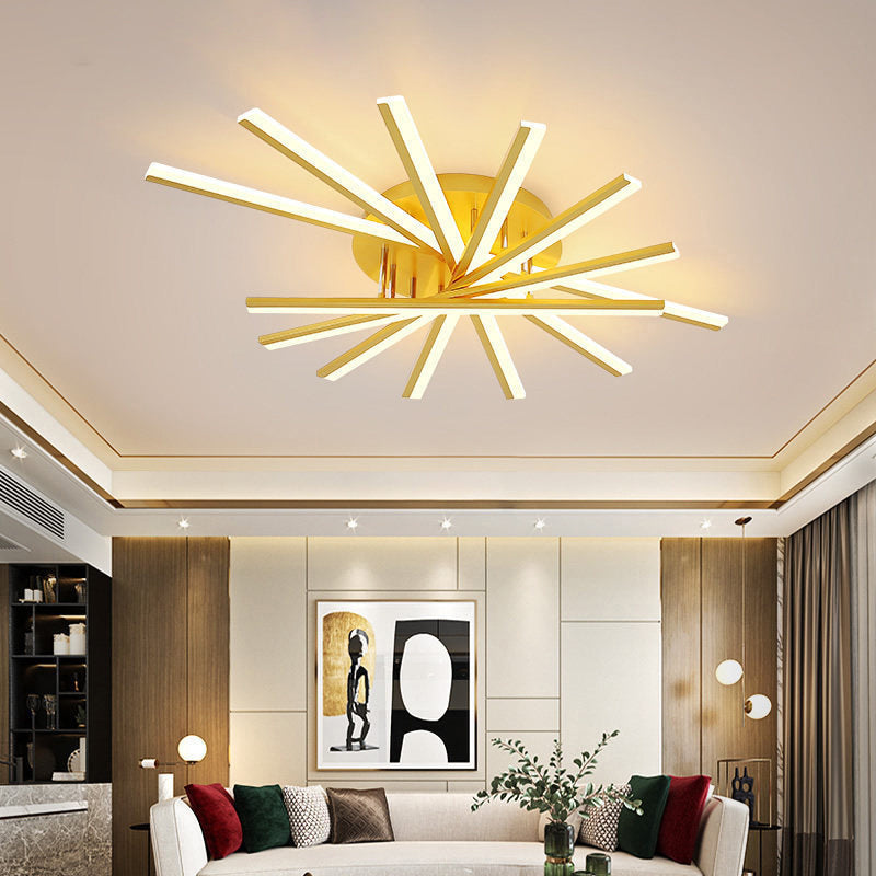 Fan-Shaped Living Room LED Semi Flush Acrylic Modern Flush Ceiling Lighting Fixture Clearhalo 'Ceiling Lights' 'Close To Ceiling Lights' 'Close to ceiling' 'Semi-flushmount' Lighting' 2241141