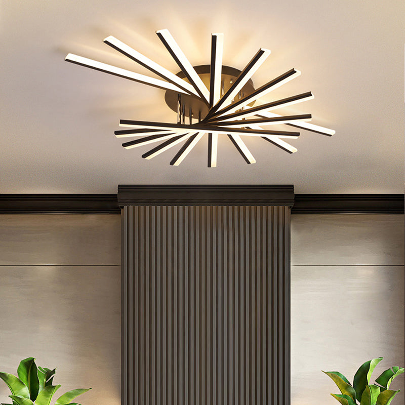 Modern Acrylic Fan-Shaped LED Semi Flush Ceiling Lighting Fixture for Living Room