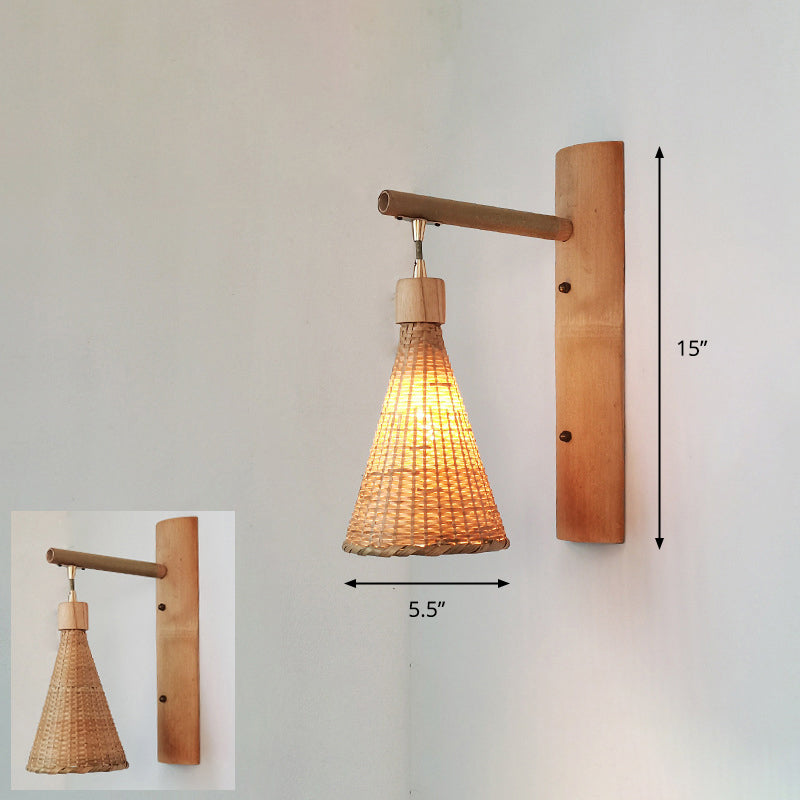 Handcrafted Corridor Wall Light Fixture Bamboo Single-Bulb Contemporary Wall Mounted Lamp in Wood Clearhalo 'Wall Lamps & Sconces' 'Wall Lights' Lighting' 2241654