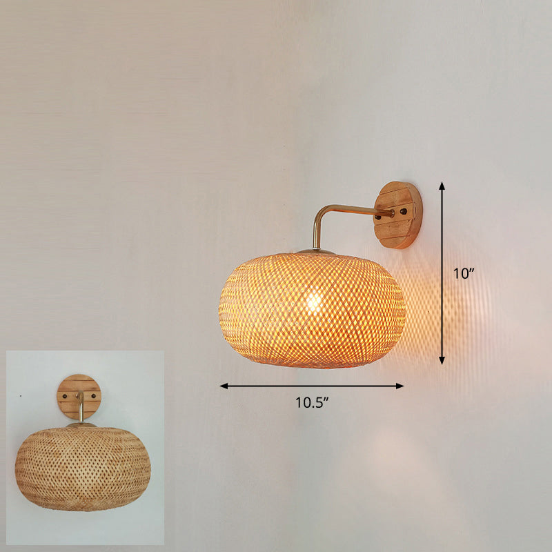 Handcrafted Corridor Wall Light Fixture Bamboo Single-Bulb Contemporary Wall Mounted Lamp in Wood Wood J Clearhalo 'Wall Lamps & Sconces' 'Wall Lights' Lighting' 2241677