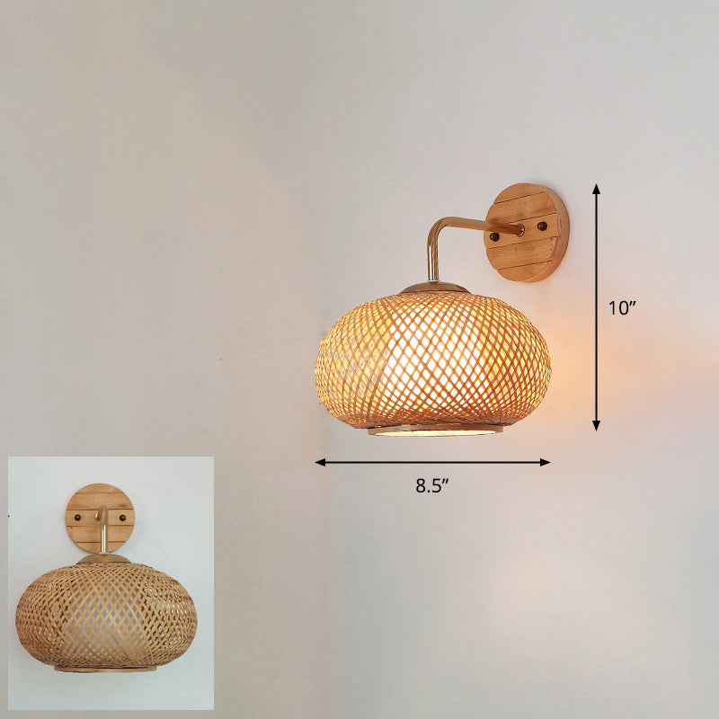 Handcrafted Corridor Wall Light Fixture Bamboo Single-Bulb Contemporary Wall Mounted Lamp in Wood Clearhalo 'Wall Lamps & Sconces' 'Wall Lights' Lighting' 2241653