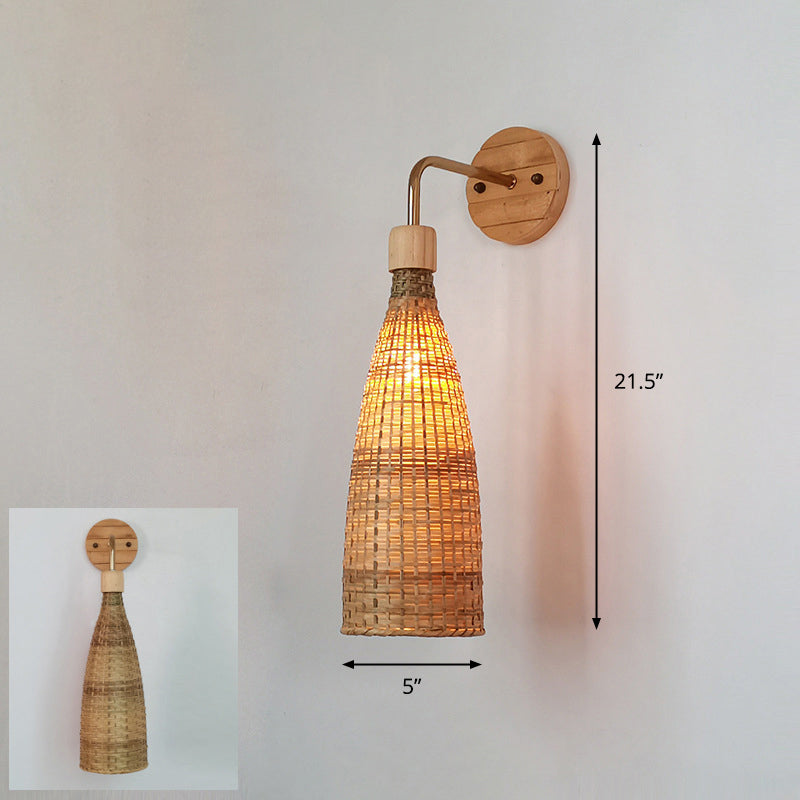 Handcrafted Corridor Wall Light Fixture Bamboo Single-Bulb Contemporary Wall Mounted Lamp in Wood Clearhalo 'Wall Lamps & Sconces' 'Wall Lights' Lighting' 2241655