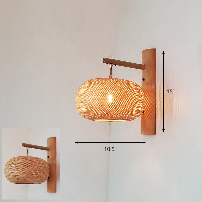 Handcrafted Corridor Wall Light Fixture Bamboo Single-Bulb Contemporary Wall Mounted Lamp in Wood Wood L Clearhalo 'Wall Lamps & Sconces' 'Wall Lights' Lighting' 2241668