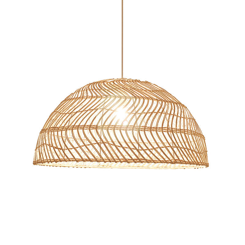 Taavita Dome Shaded Pendant Lighting Simplicity 1-Light Wood Suspension Light Fixture