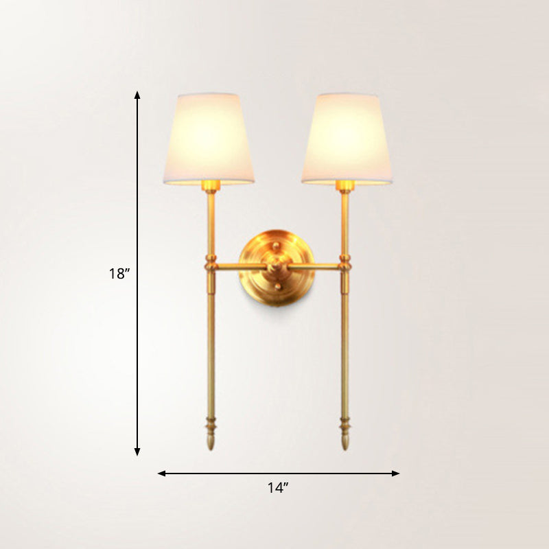 Bucket Shade Fabric Wall Mount Light Traditional Corridor Wall Light Fixture in Brass Clearhalo 'Wall Lamps & Sconces' 'Wall Lights' Lighting' 2246166