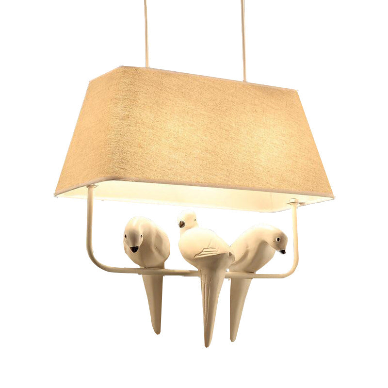 Taavita Fabric Pendant Light with Resin Bird in Beige - Traditional Dining Room Hanging Block