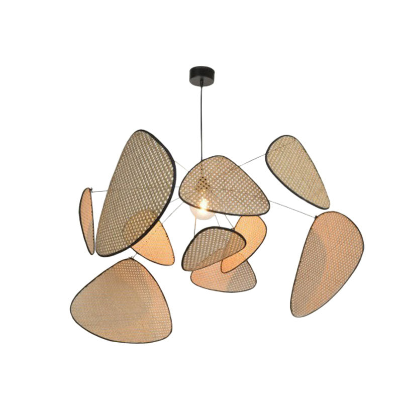 Taavita Handmade Rattan Pendant Ceiling Light - 1 Head Wood Suspension Lighting for Living Room