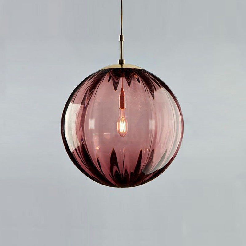 Modern 1-Light Hanging Lamp with Glass Pumpkin-Shaped Pendant for Taavita Room