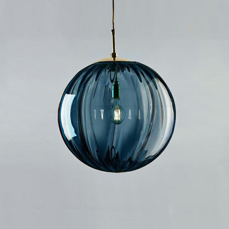 Glass Pumpkin Ball Shaped Pendant Modern 1-Light Hanging Light Fixture for Dining Room Clearhalo 'Ceiling Lights' 'Modern Pendants' 'Modern' 'Pendant Lights' 'Pendants' Lighting' 2254778