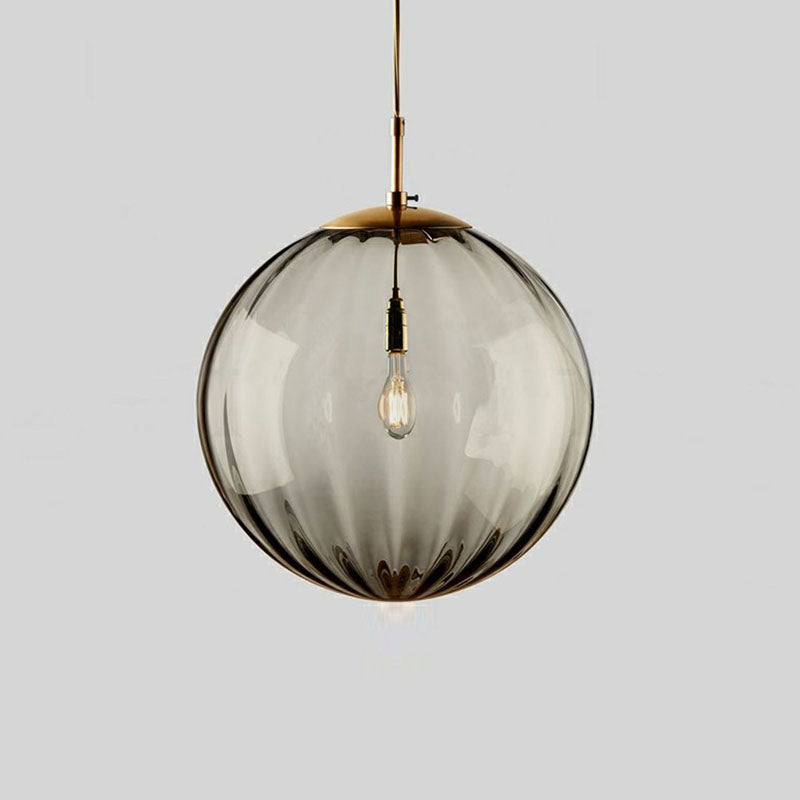 Glass Pumpkin Ball Shaped Pendant Modern 1-Light Hanging Light Fixture for Dining Room Blue Clearhalo 'Ceiling Lights' 'Modern Pendants' 'Modern' 'Pendant Lights' 'Pendants' Lighting' 2254773