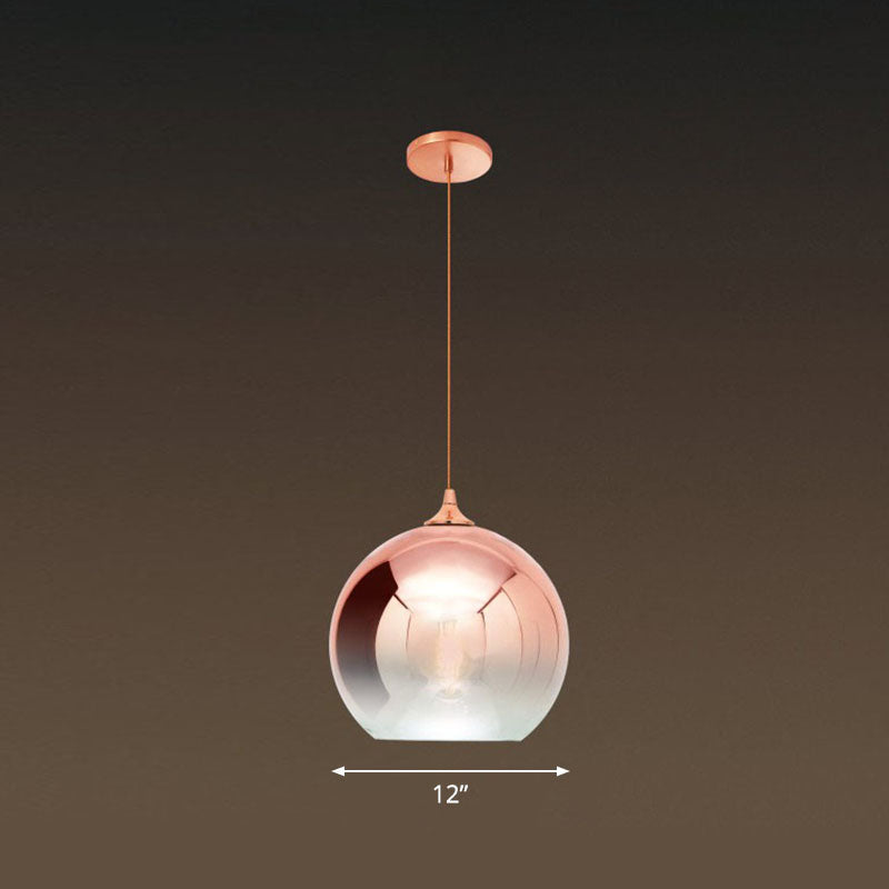 Gradient Glass Globe Hanging Light Post-Modern 1-Light Rose Gold Ceiling Pendant over Table Clearhalo 'Ceiling Lights' 'Modern Pendants' 'Modern' 'Pendant Lights' 'Pendants' Lighting' 2254950