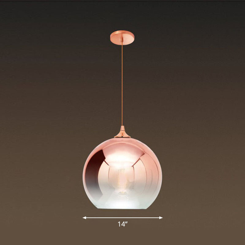 Gradient Glass Globe Hanging Light Post-Modern 1-Light Rose Gold Ceiling Pendant over Table Rose Gold 8" Clearhalo 'Ceiling Lights' 'Modern Pendants' 'Modern' 'Pendant Lights' 'Pendants' Lighting' 2254943