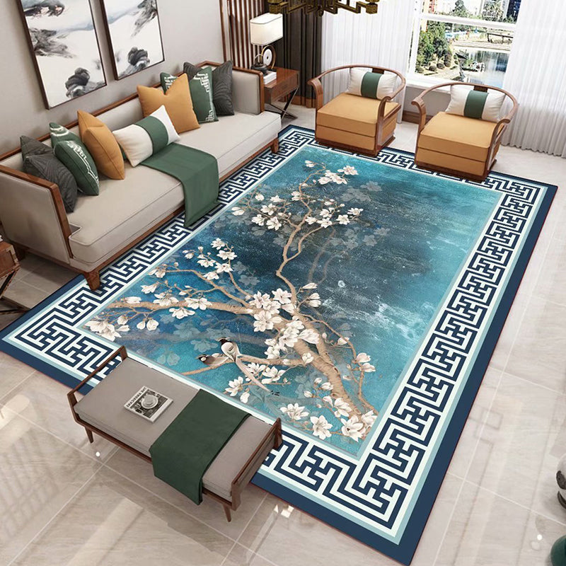 Chinese 3D Print Rug Multicolor Polyester Rug Pet-Friendly Non-Slip Washable Rug for Living Room Blue-Green Clearhalo 'Area Rug' 'Rug' 2257453