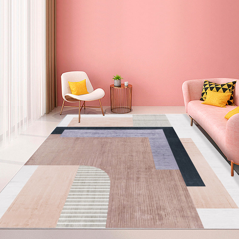 Multi Color Modernist Rug Synthetics Morandi Color Block Abstract Rug Washable Stain Resistant Anti-Slip Rug for Decoration Pink-Blue Clearhalo 'Area Rug' 'Rug' 2267075