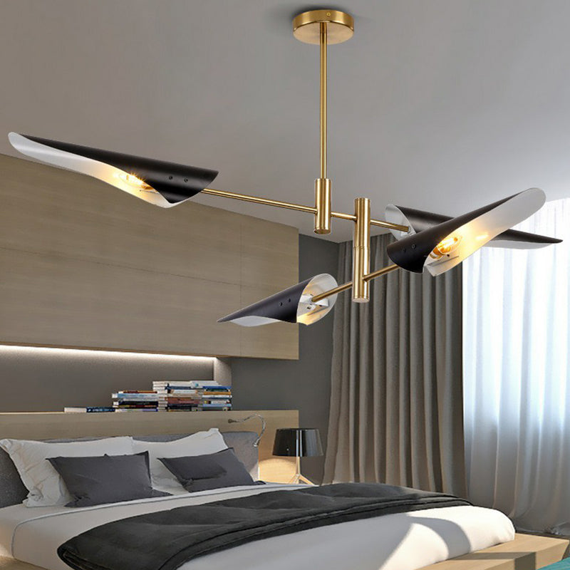 Metal Tiers Adjustable Chandelier Postmodernism Suspension Pendant Light for Living Room 8 Black Clearhalo 'Ceiling Lights' 'Chandeliers' 'Modern Chandeliers' 'Modern' Lighting' 2283242