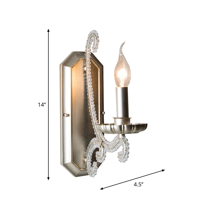 Taavita Crystal Beaded Wall Mounted Lamp Fixture - Rustic Candlestick Lighting for Corridor