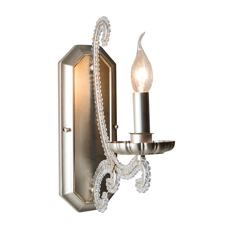 Taavita Crystal Beaded Wall Mounted Lamp Fixture - Rustic Candlestick Lighting for Corridor