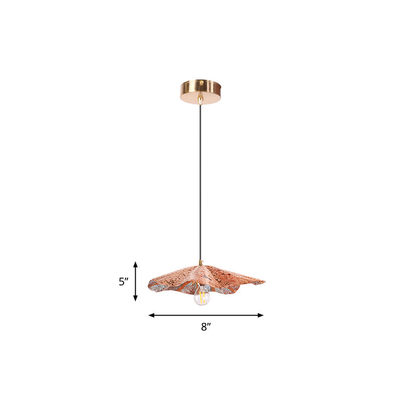 Country Lotus Hanging Ceiling Light 1 Head Metal Drop Pendant in Brass for Dining Room Clearhalo 'Ceiling Lights' 'Pendant Lights' 'Pendants' Lighting' 2283541