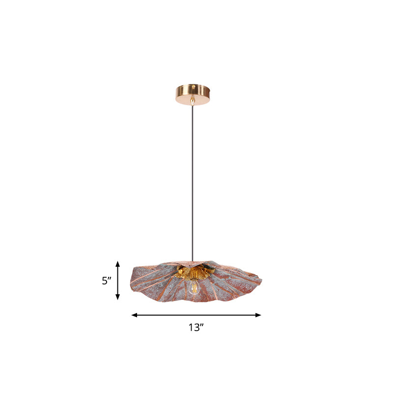 Country Lotus Hanging Ceiling Light 1 Head Metal Drop Pendant in Brass for Dining Room Clearhalo 'Ceiling Lights' 'Pendant Lights' 'Pendants' Lighting' 2283542