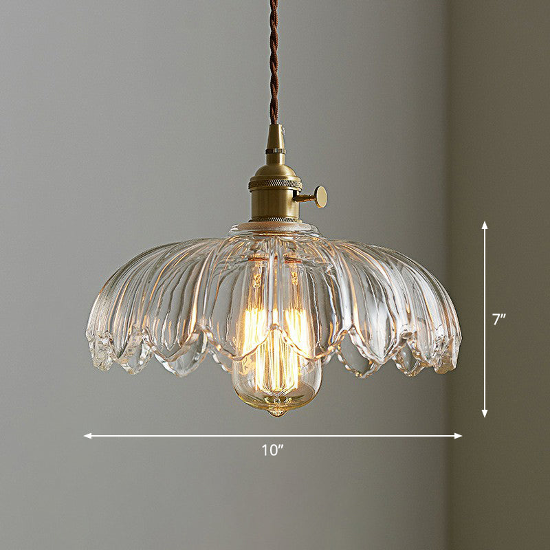 Enhanced Glass Flower Ceiling Light Industrial Single Feeding Hanging Pendant Light by Taavita