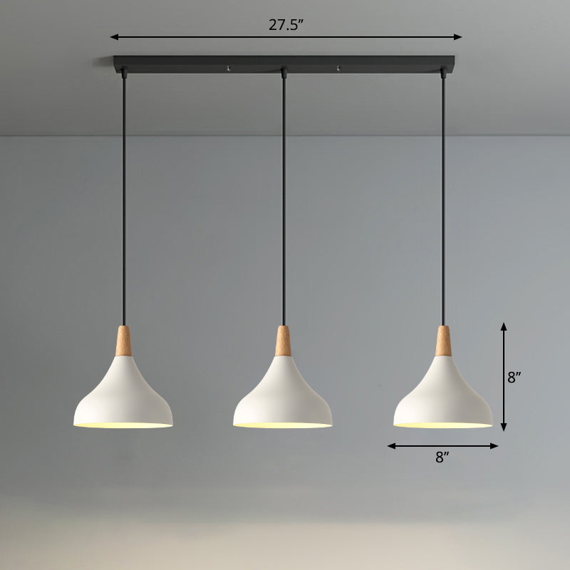 Taavita Form Pendant Light Makkaron Metal Light 3-Head Multi-Hanging Light with Wooden Tip