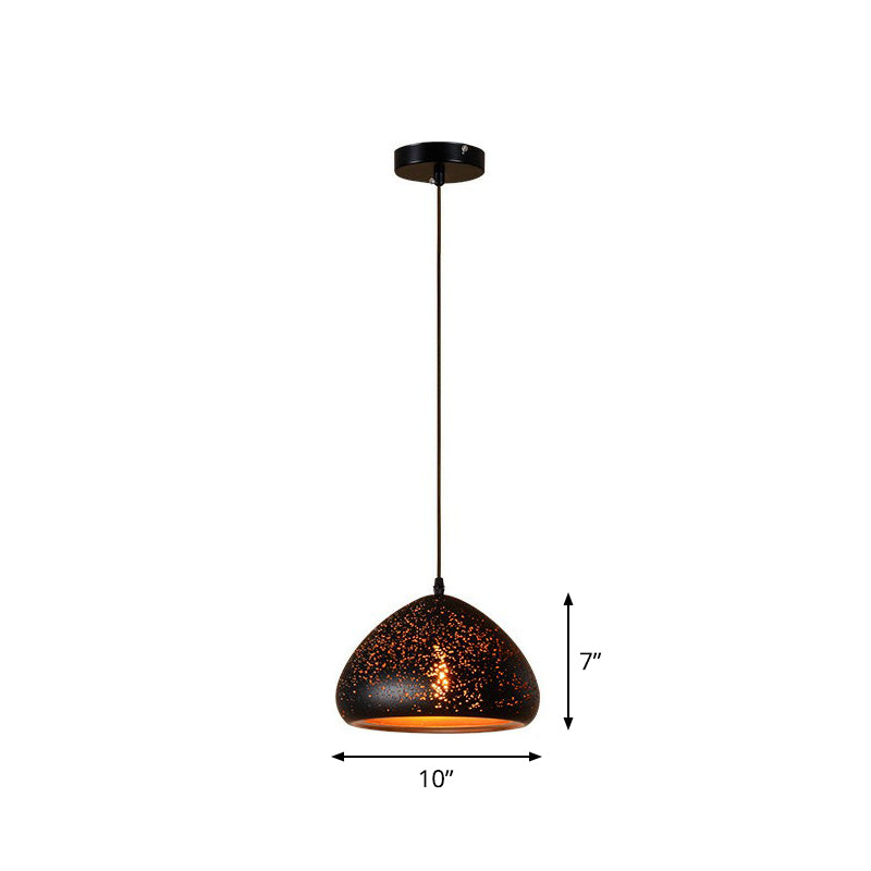 Hollow-Out Metal Pendant Lighting Retro 1-Light Black Finish Suspension Light for Restaurant Clearhalo 'Ceiling Lights' 'Pendant Lights' 'Pendants' Lighting' 2311406