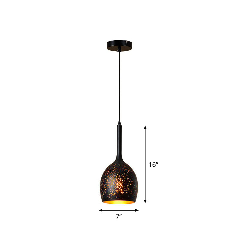 Hollow-Out Metal Pendant Lighting Retro 1-Light Black Finish Suspension Light for Restaurant Clearhalo 'Ceiling Lights' 'Pendant Lights' 'Pendants' Lighting' 2311402