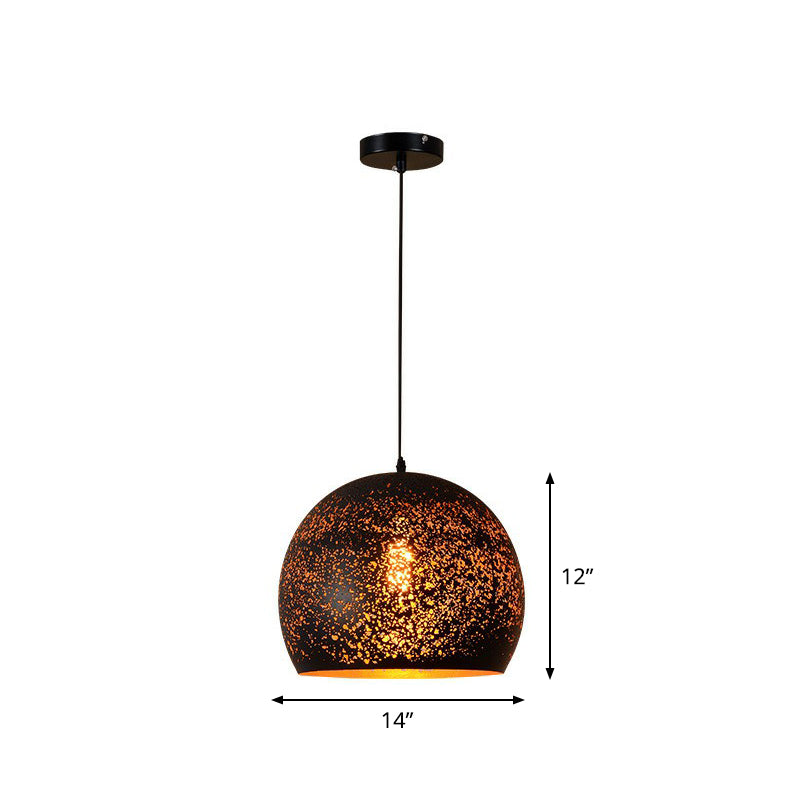 Hollow-Out Metal Pendant Lighting Retro 1-Light Black Finish Suspension Light for Restaurant Clearhalo 'Ceiling Lights' 'Pendant Lights' 'Pendants' Lighting' 2311410