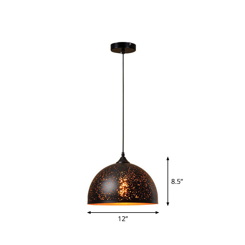 Hollow-Out Metal Pendant Lighting Retro 1-Light Black Finish Suspension Light for Restaurant Clearhalo 'Ceiling Lights' 'Pendant Lights' 'Pendants' Lighting' 2311407