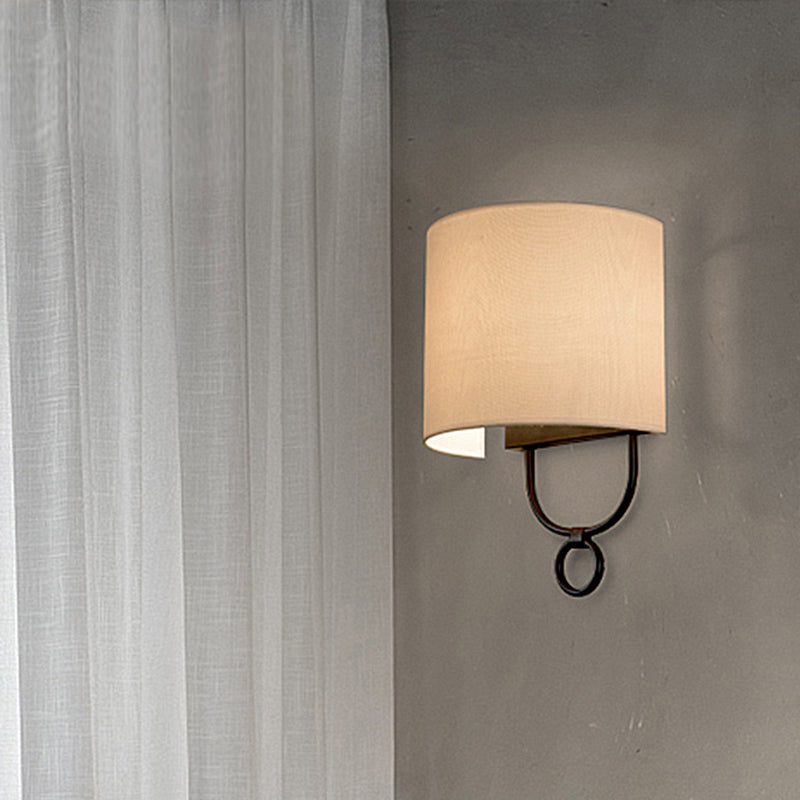 Taavita Half-Cylinder Wall Light 1 Head White Fabric Shade Wall Lamp for Bedroom