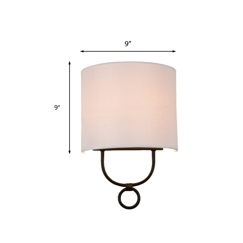 Taavita Half-Cylinder Wall Light 1 Head White Fabric Shade Wall Lamp for Bedroom