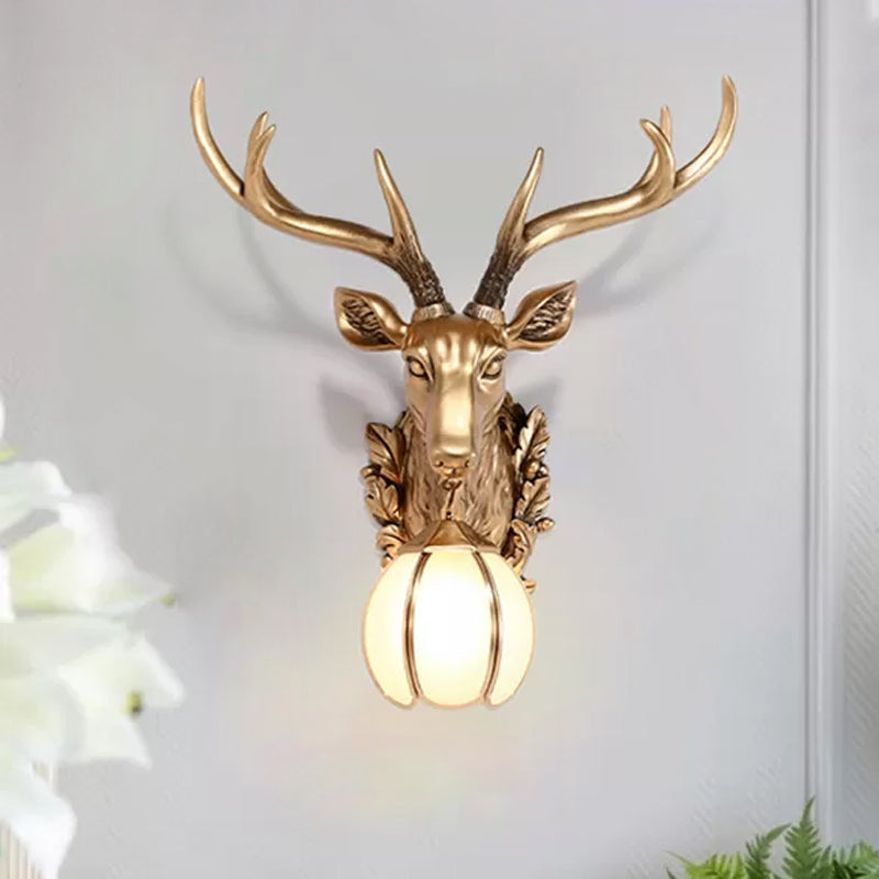 Taavita Deer Head Shaped Wall Lamp Sconce Light Country Resin 17"/25" W 1 Light Indoor Mount Lighting