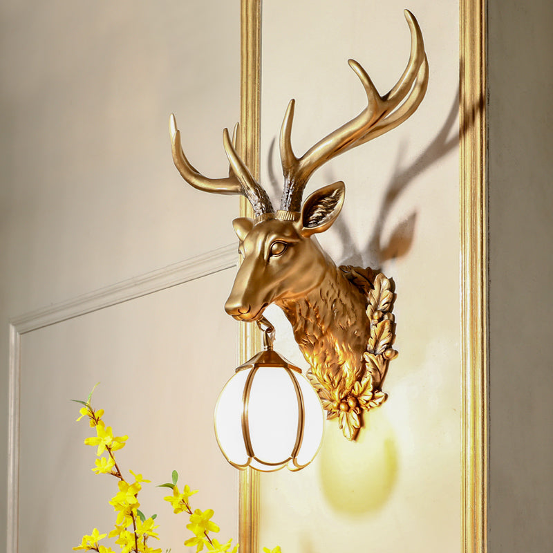 Taavita Deer Head Shaped Wall Lamp Sconce Light Country Resin 17"/25" W 1 Light Indoor Mount Lighting