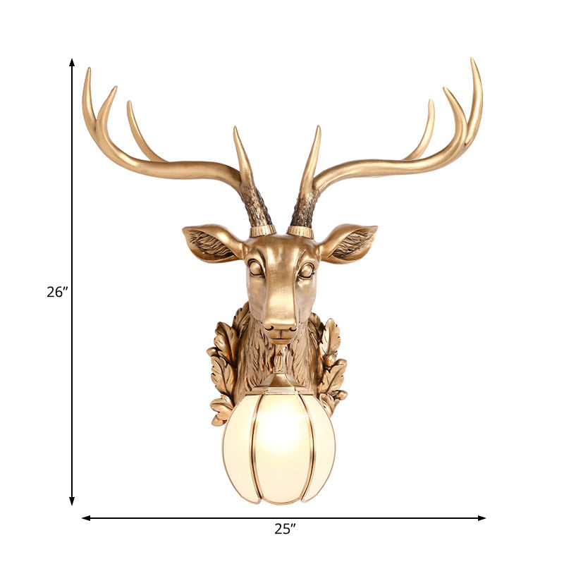 Taavita Deer Head Shaped Wall Lamp Sconce Light Country Resin 17"/25" W 1 Light Indoor Mount Lighting