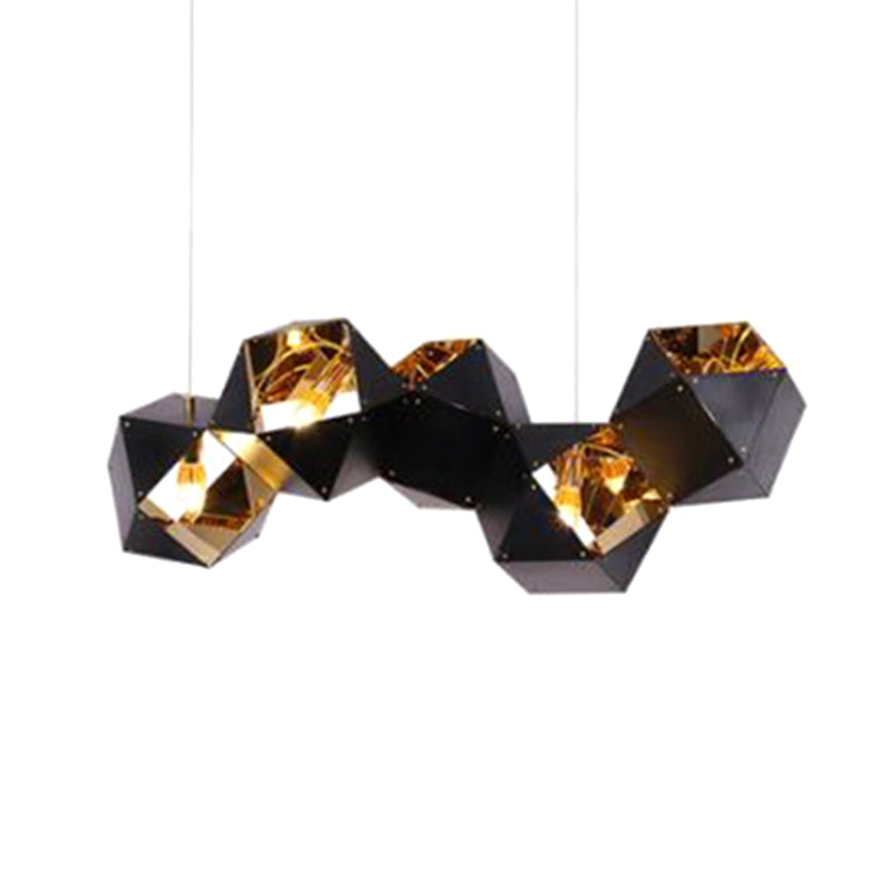 8/12 Heads Multifaceted Metal Chandelier Light Modern Black/White Dining Room Pendant Light Fixture 1 Black Clearhalo 'Ceiling Lights' 'Chandeliers' 'Modern Chandeliers' 'Modern' Lighting' 771848